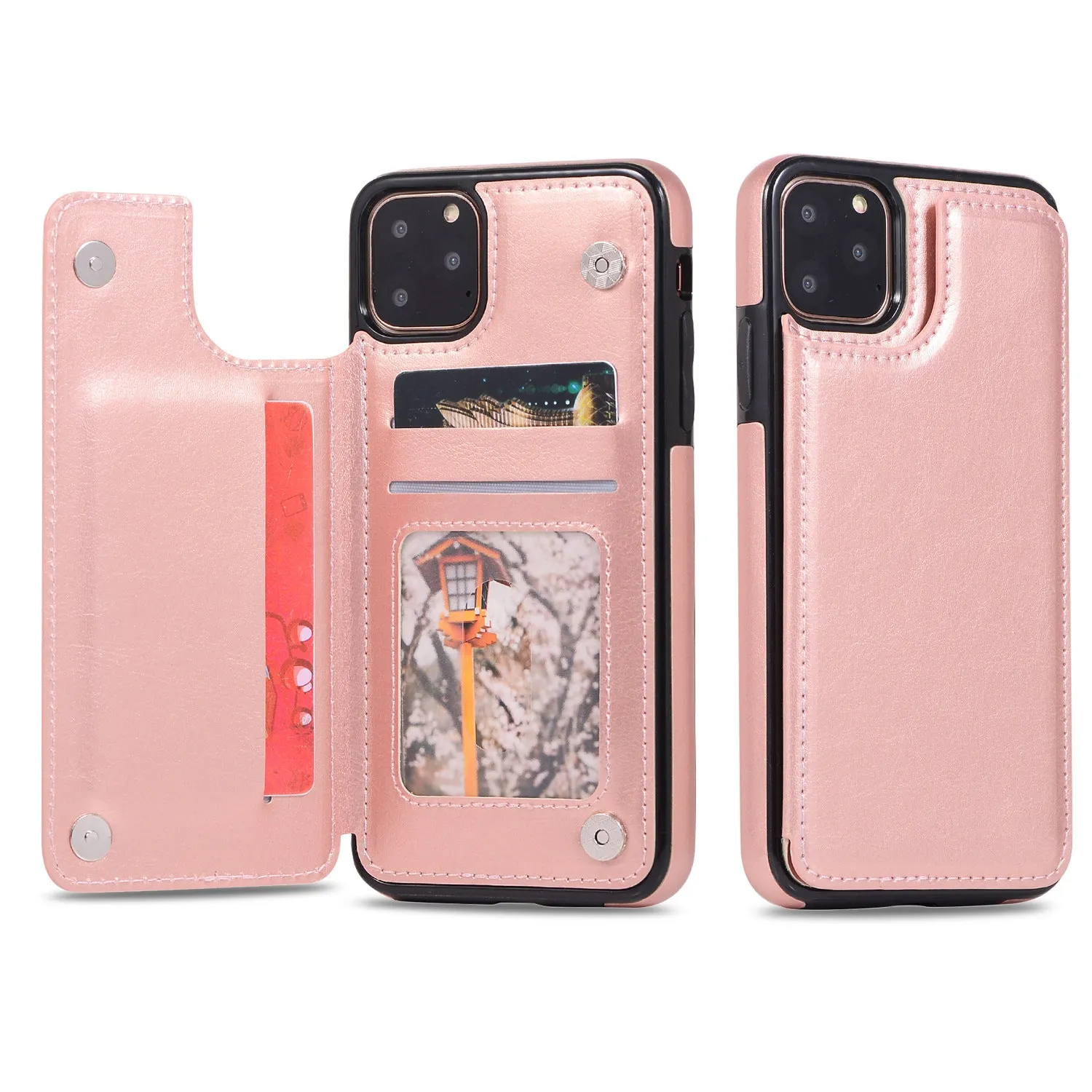 Rose Gold Crazy horse pattern card holster phone case for iPhone 7Plus/8Plus