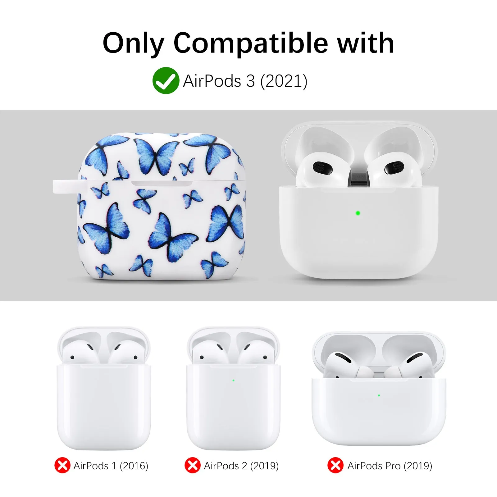 Silicone Case for Airpods 3 Case Generation 3rd with Pom Pom Keychain-Nature Designs