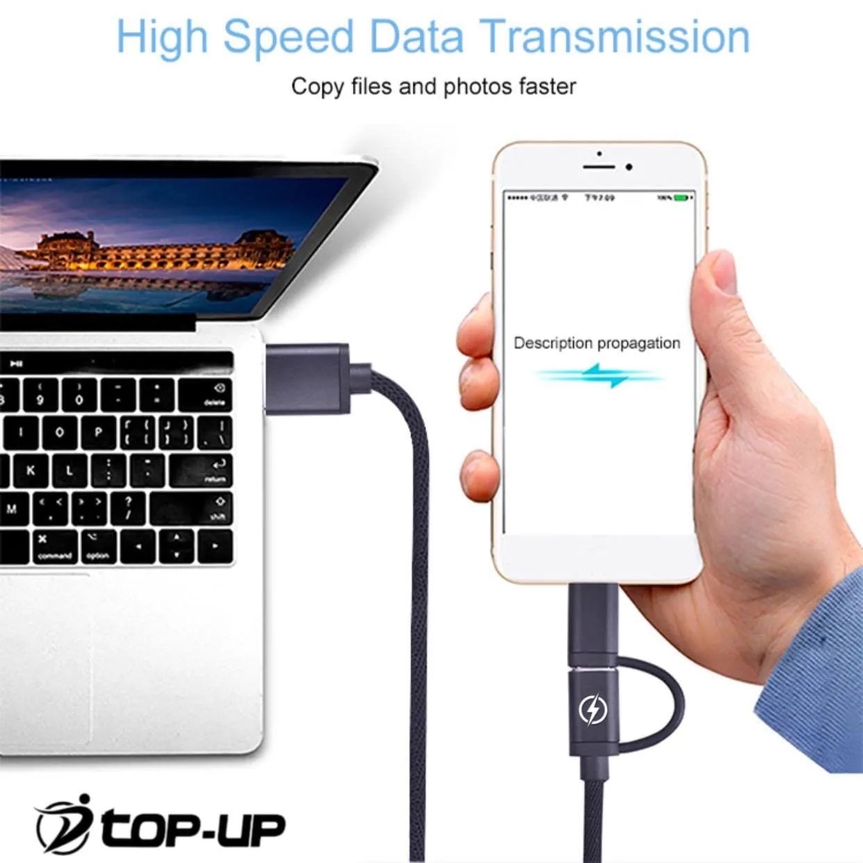 Top-Up 4-in-1 Ultra-Fast PD 60W Charging Data Cable 3.3ft