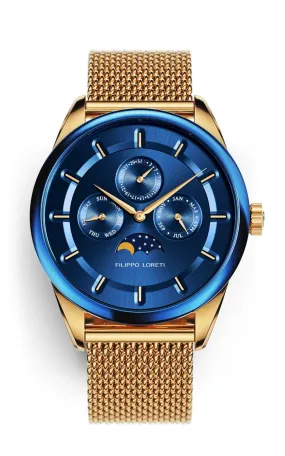 Venice Moonphase Blue Gold Mesh