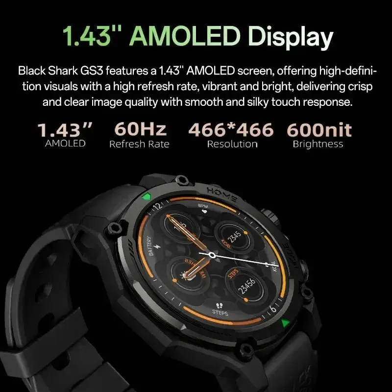 [World Premiere]Blackshark GS3 Smart Watch Global Version 1.43"AMOLED Display GPS Satellite Positioning 21 Day Battery Life 5ATM