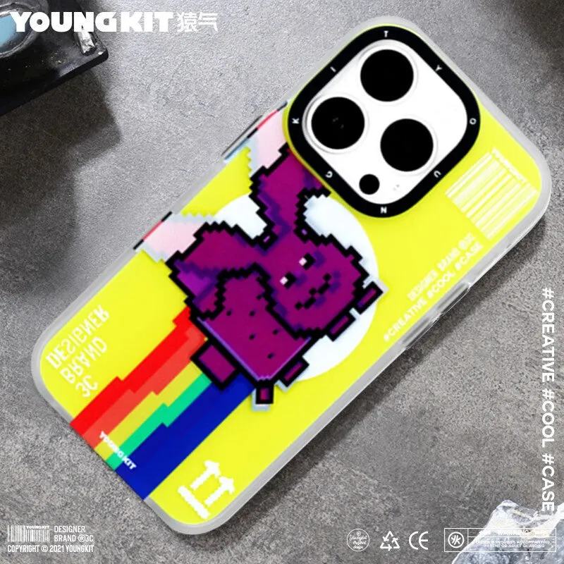 YOUNGKIT Rainbow Rabbit MagSafe Slim Thin Matte Anti-Scratch Back Shockproof Cover Case